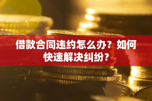 武汉借款合同违约怎么办？如何快速解决纠纷？
